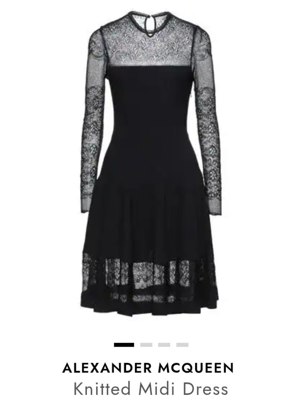 Alexander McQueen Black Lace Knit Midi Dress